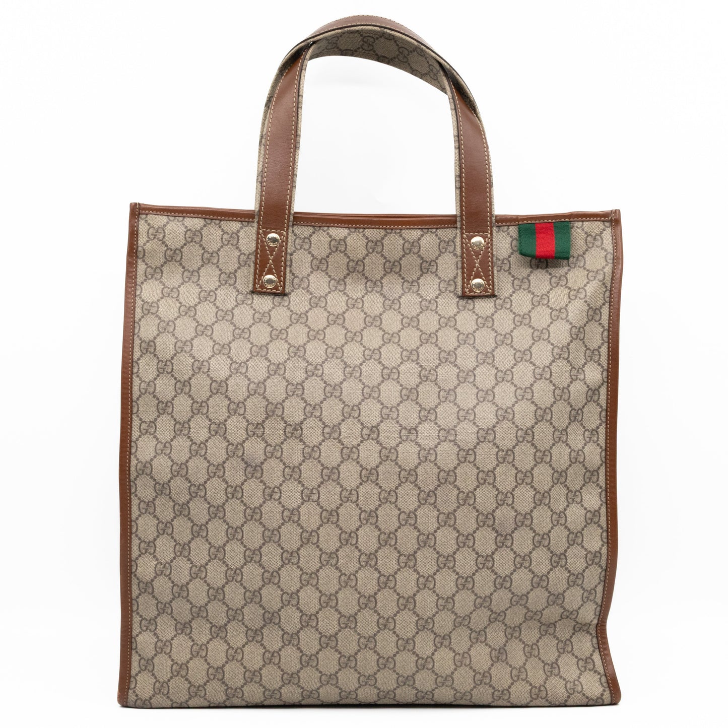 Web Loop Tote Large GG Supreme Canvas Brown