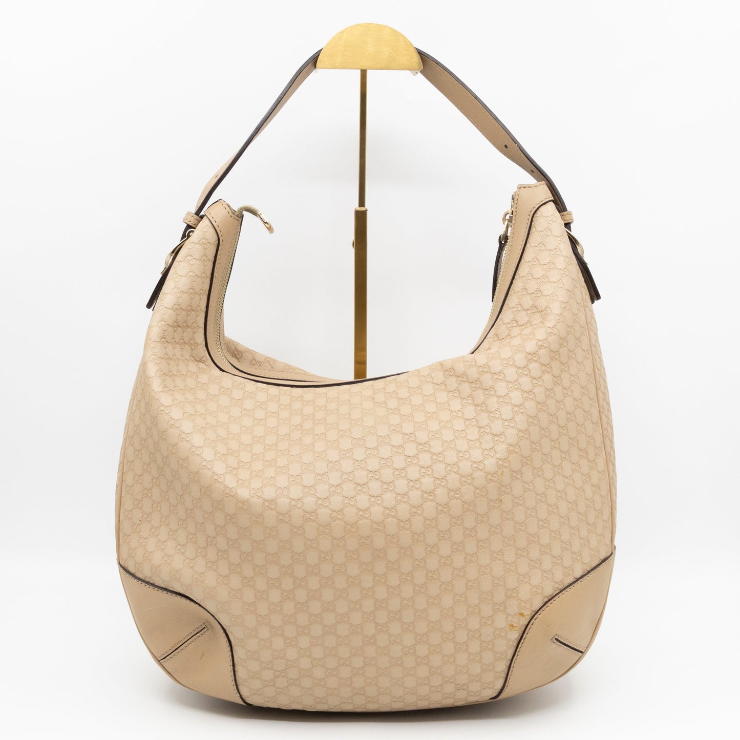 Nice Hobo Bag Beige Microguccissima Leather