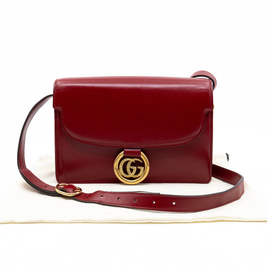 GG Ring Small Shoulder Bag Red Leather