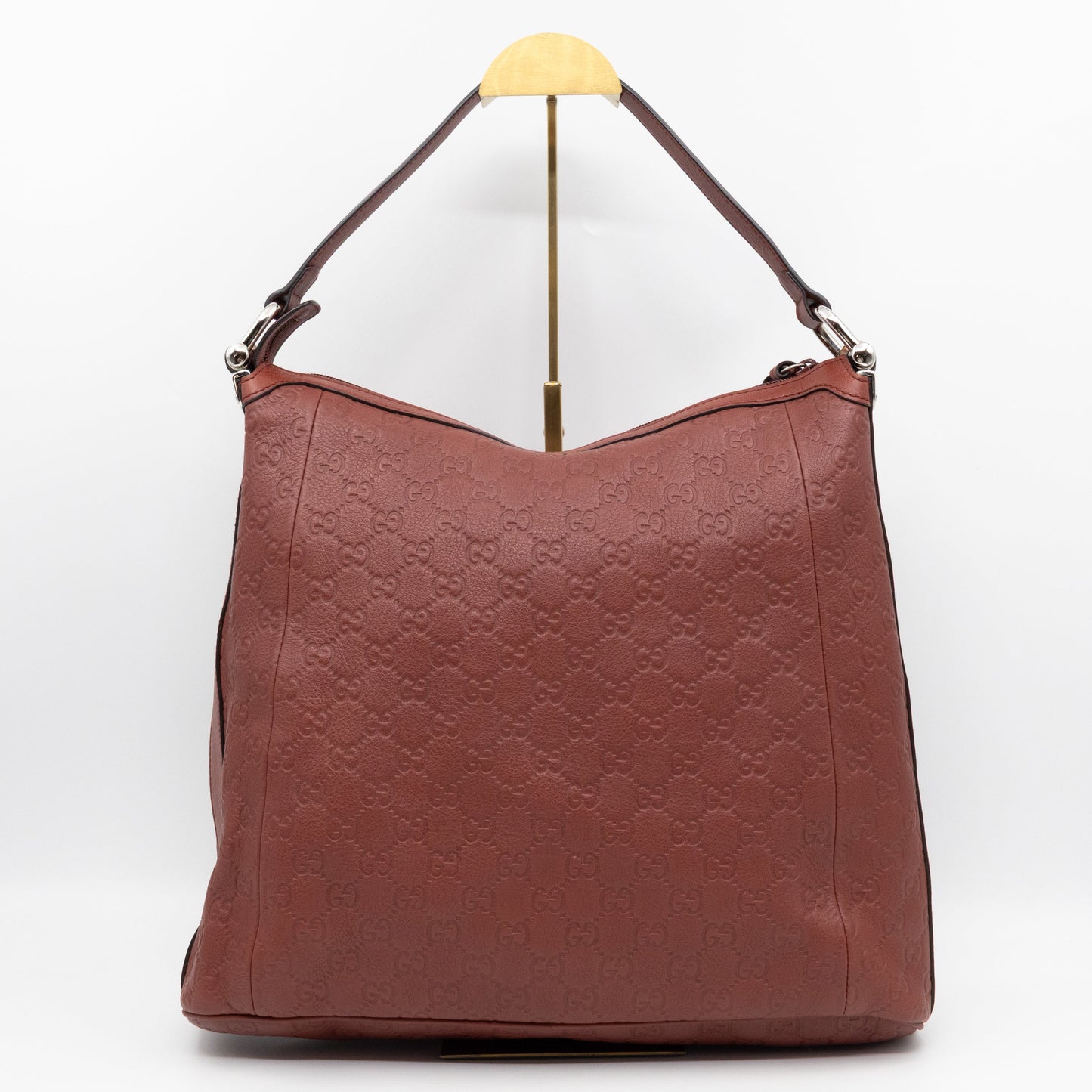 Bamboo D-Ring Hobo Large Burgundy Guccissima Leather