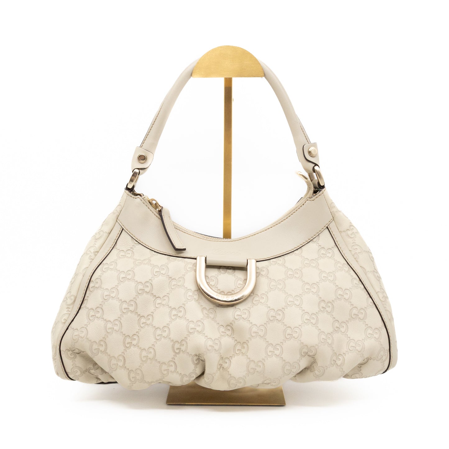 Abbey D-Ring Shoulder Bag Beige Guccissima Leather