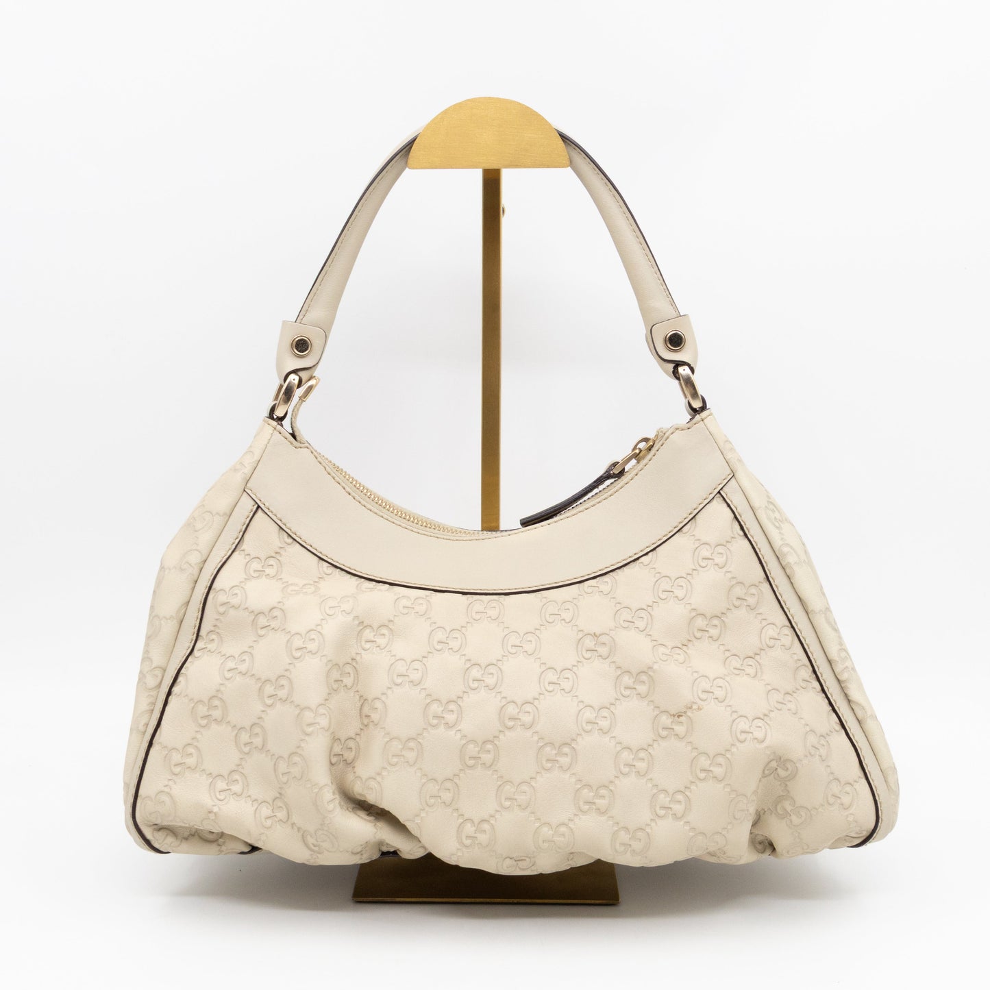 Abbey D-Ring Shoulder Bag Beige Guccissima Leather