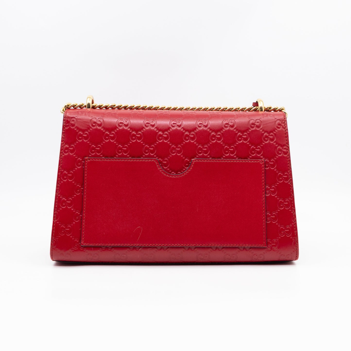Padlock Flap Bag Medium Hibiscus Red GG Guccissima