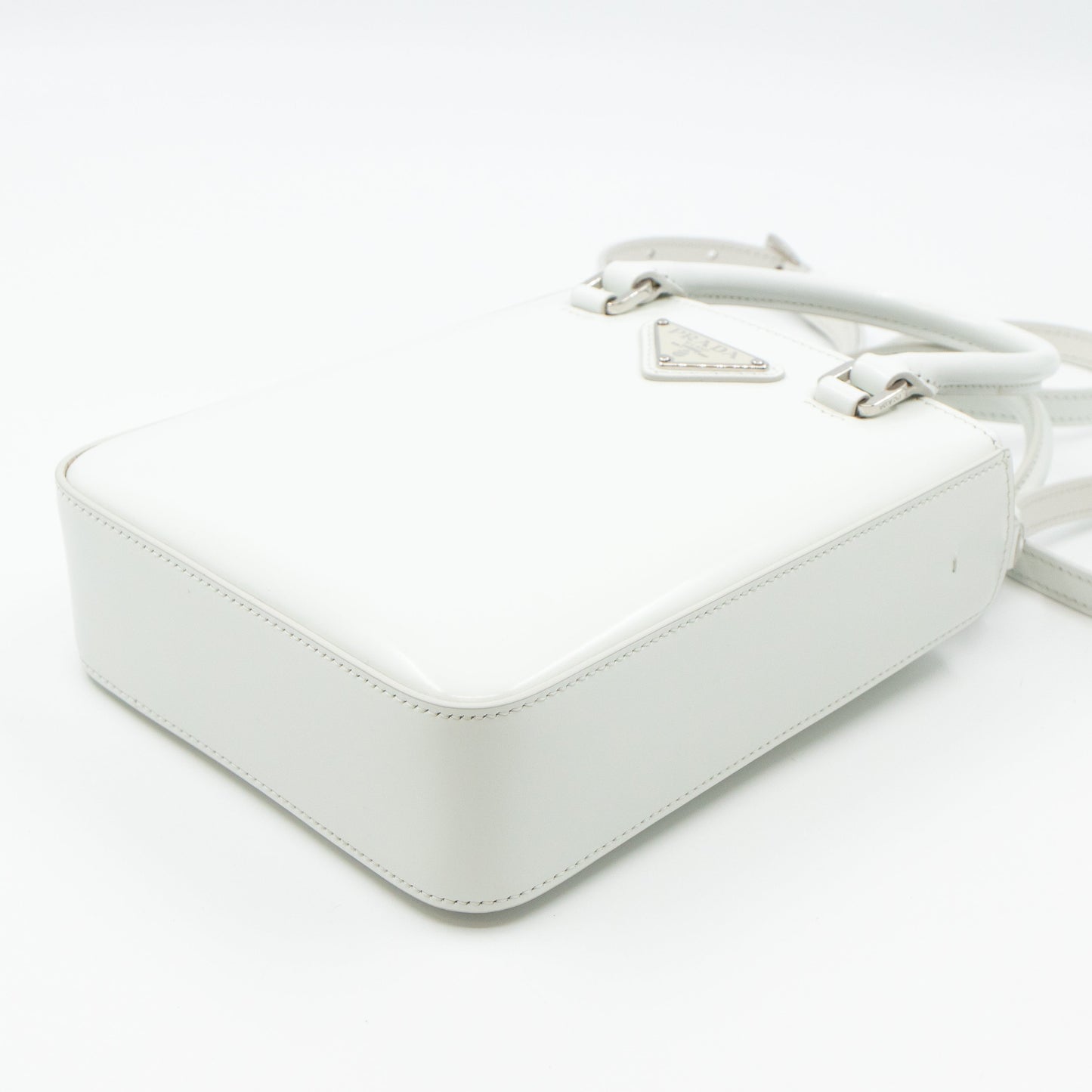 Small Crossbody Tote White Brushed Leather