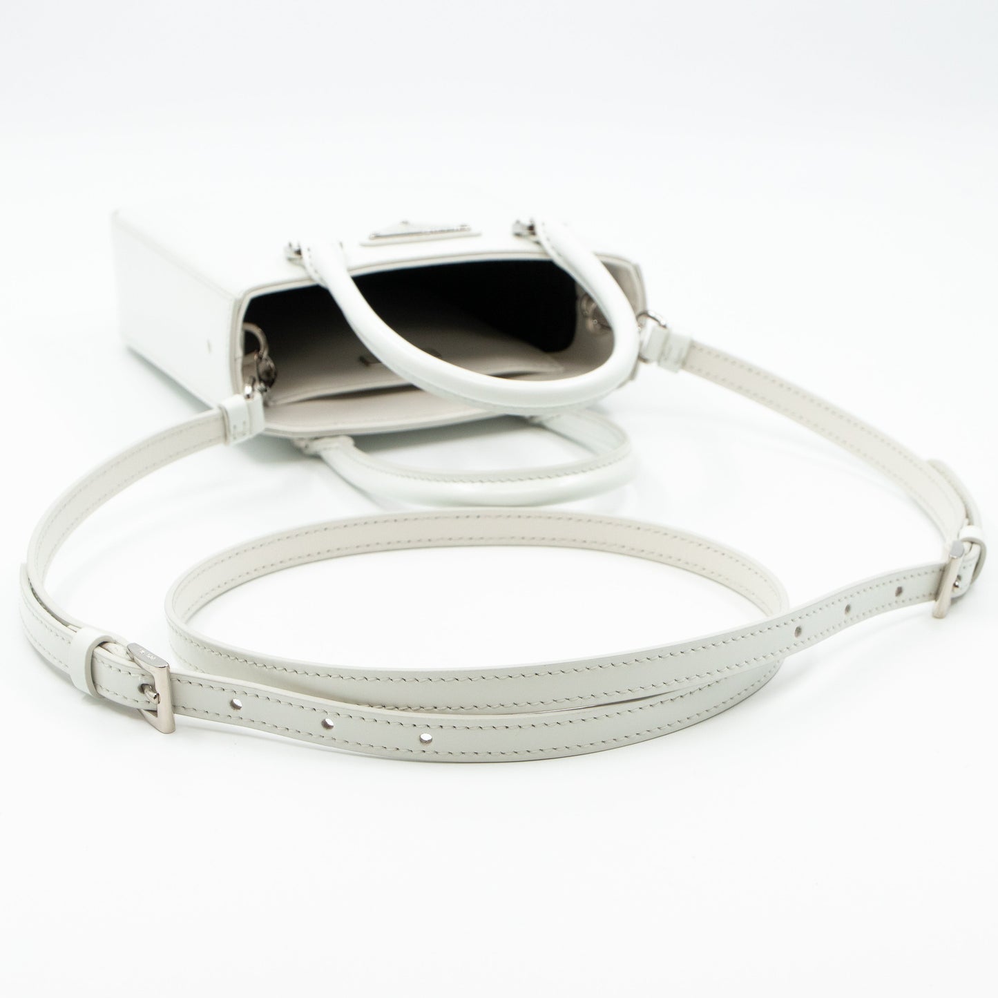 Small Crossbody Tote White Brushed Leather