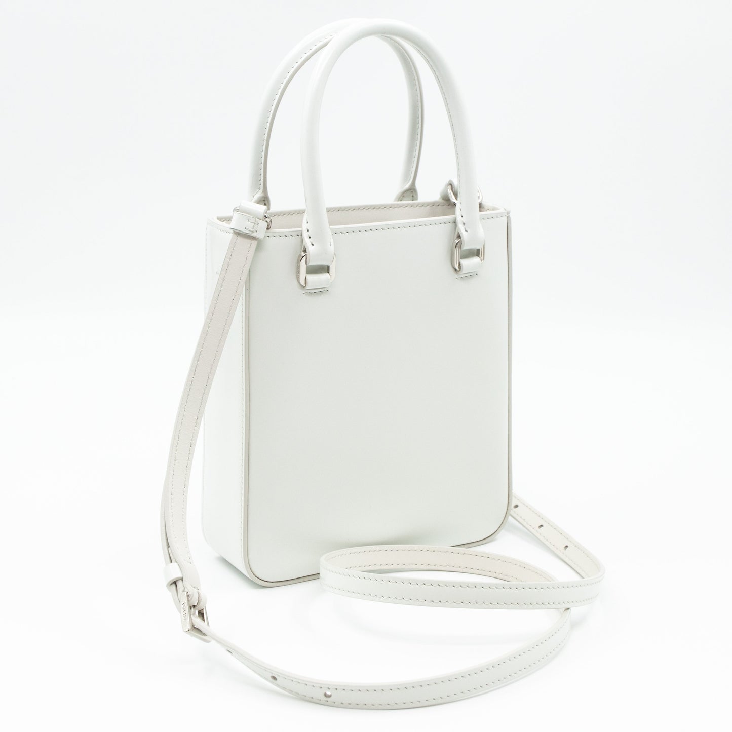 Small Crossbody Tote White Brushed Leather