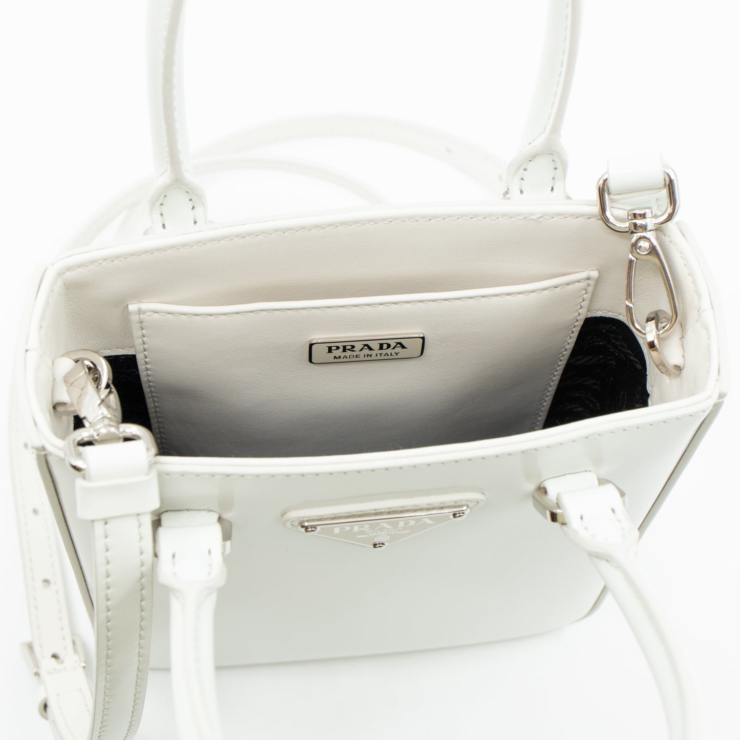 Small Crossbody Tote White Brushed Leather