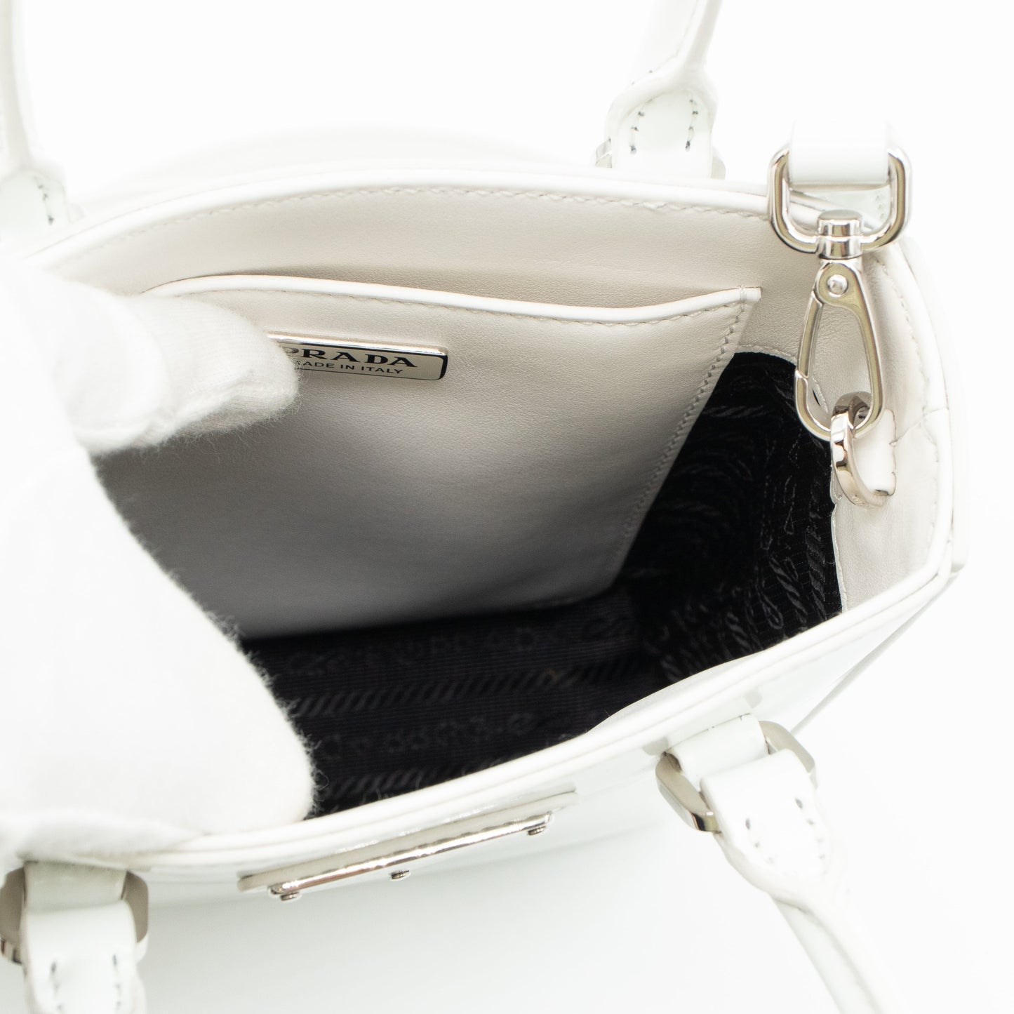 Small Crossbody Tote White Brushed Leather