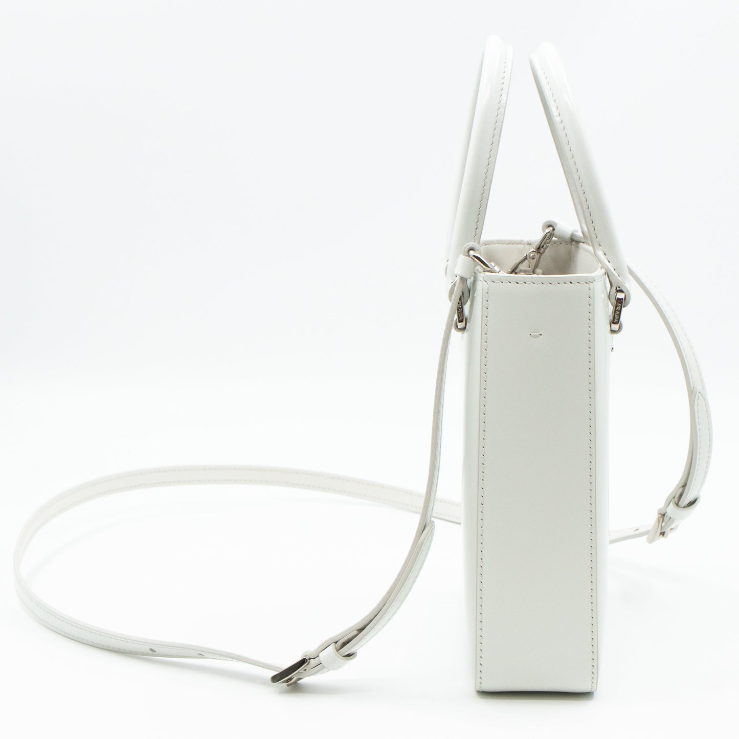 Small Crossbody Tote White Brushed Leather