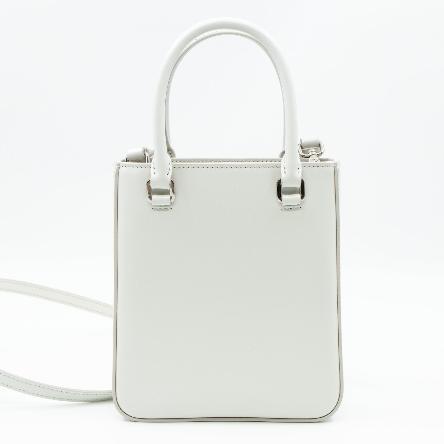 Small Crossbody Tote White Brushed Leather