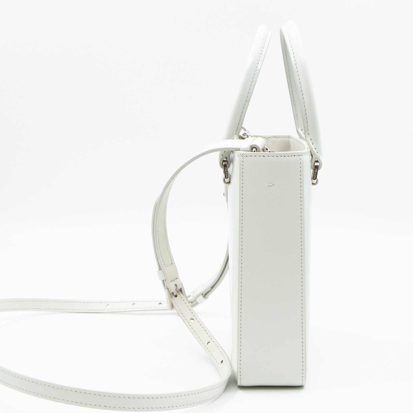 Small Crossbody Tote White Brushed Leather