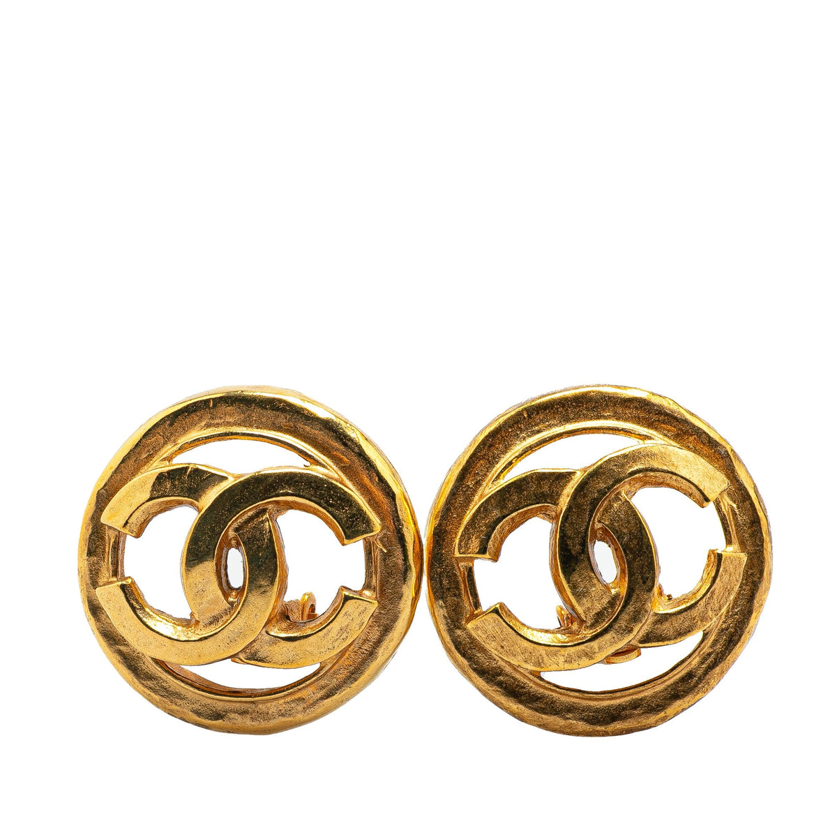 Gold Chanel Gold Plated CC Clip On Earrings