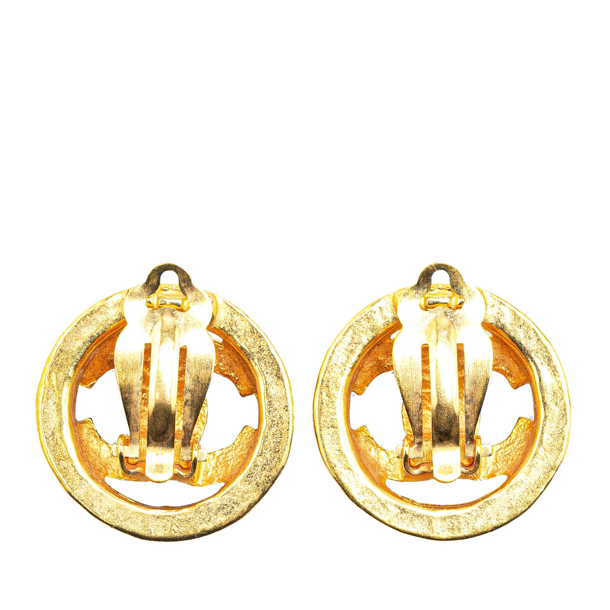 Gold Chanel Gold Plated CC Clip On Earrings