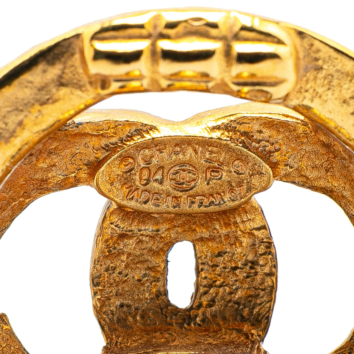 Gold Chanel Gold Plated CC Clip On Earrings