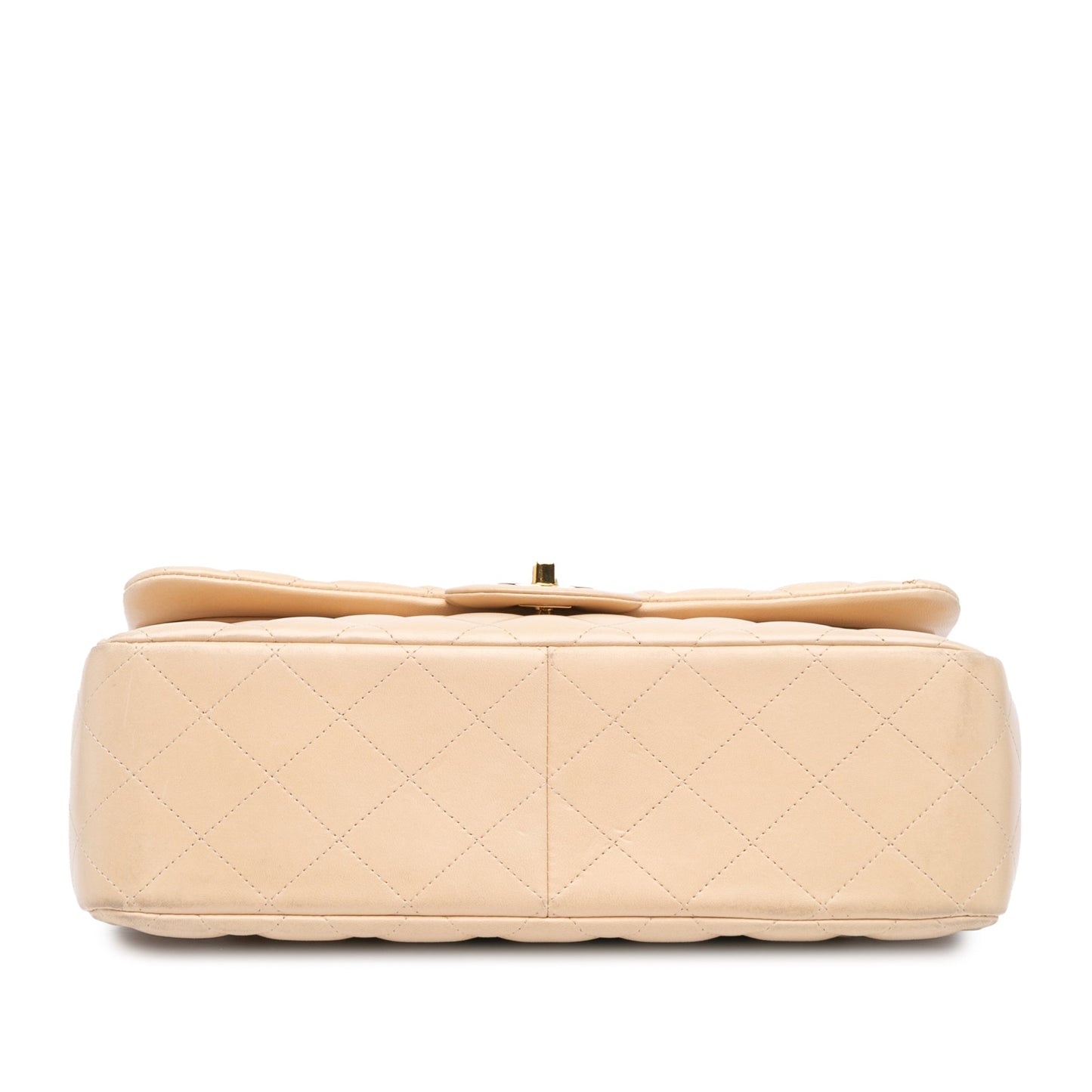 Beige Chanel Jumbo Classic Lambskin Double Flap Shoulder Bag