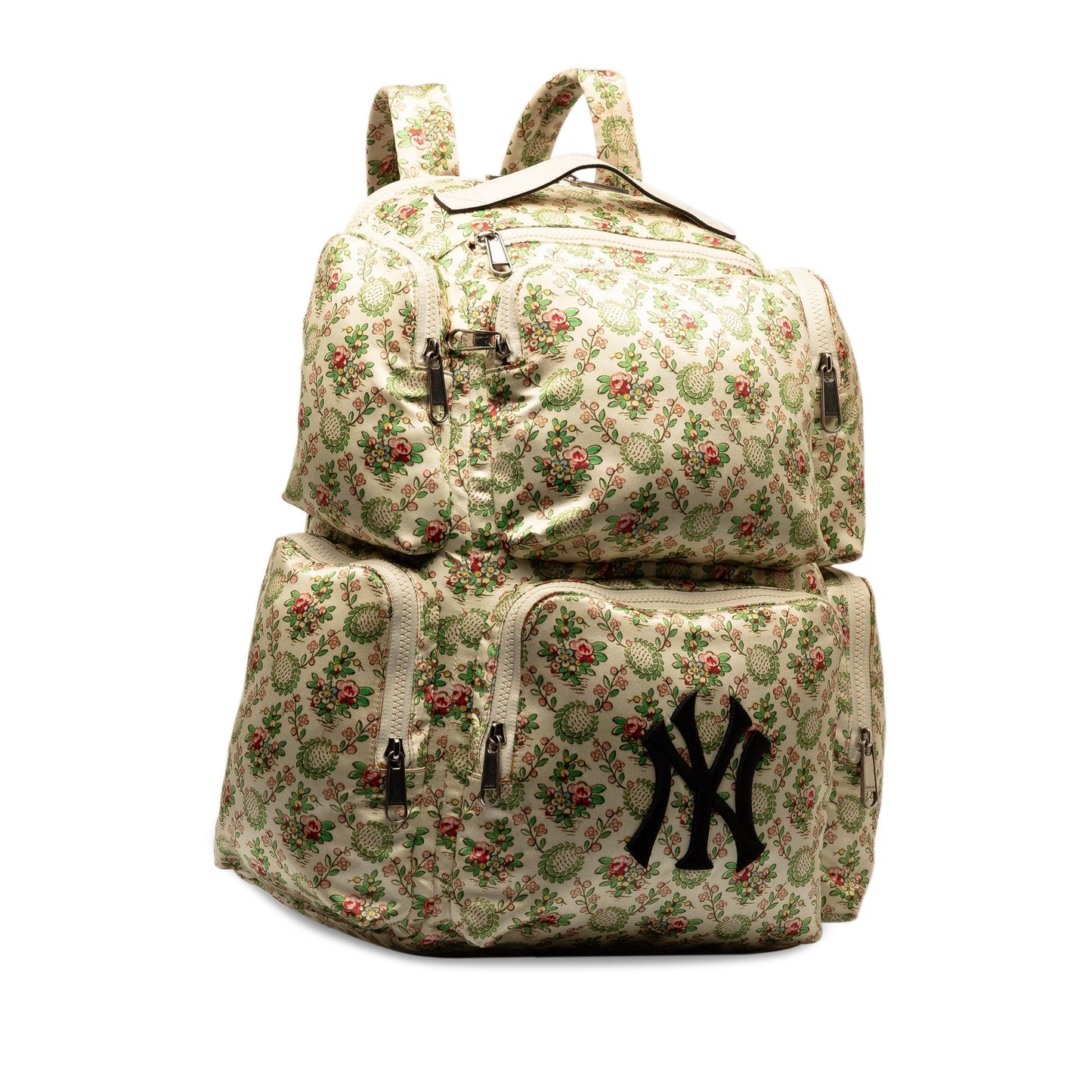 GUCCI MLB Floral Satin NY Yankees Patch Backpack