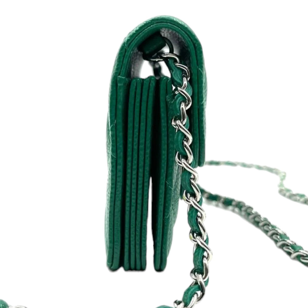 Flap  Holder On Chain Caviar Quilted Green SHW