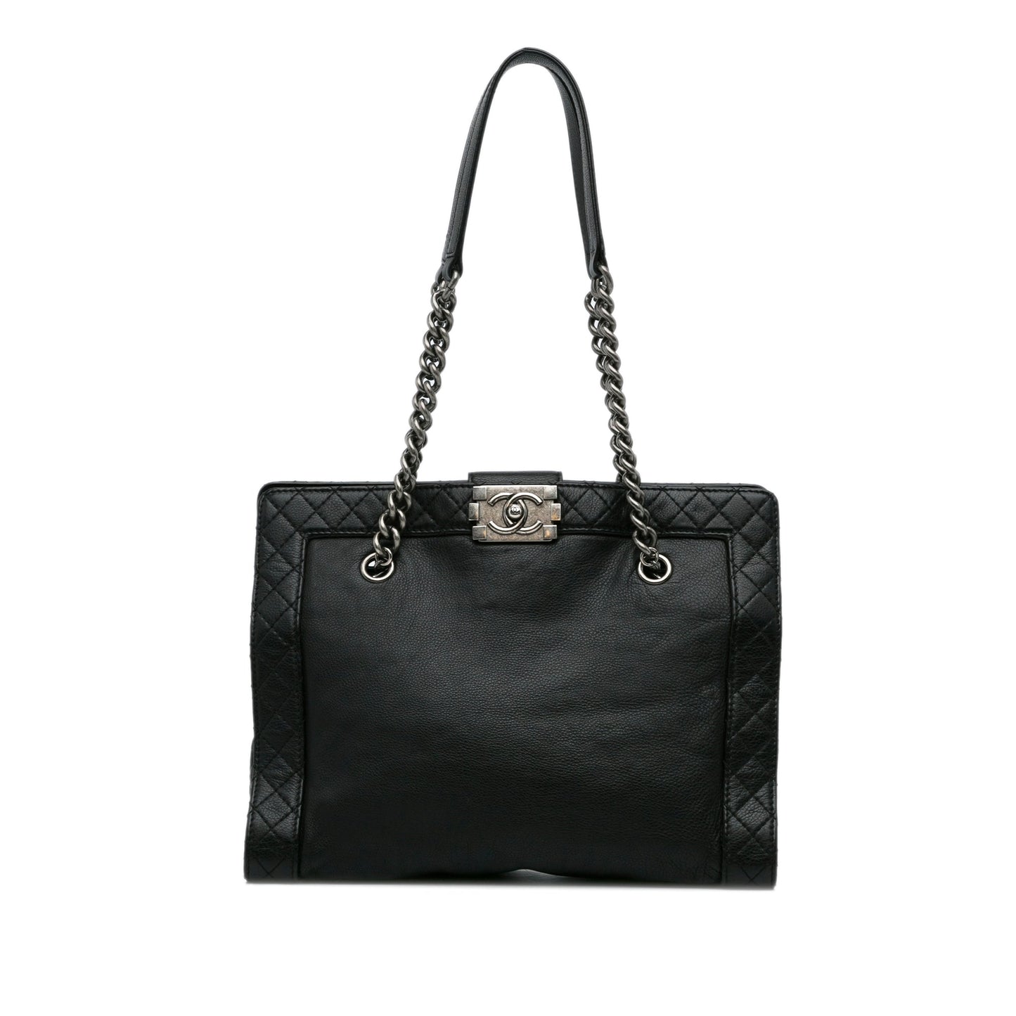 Black Chanel Medium Calfskin Boy Reverso Shopping Tote