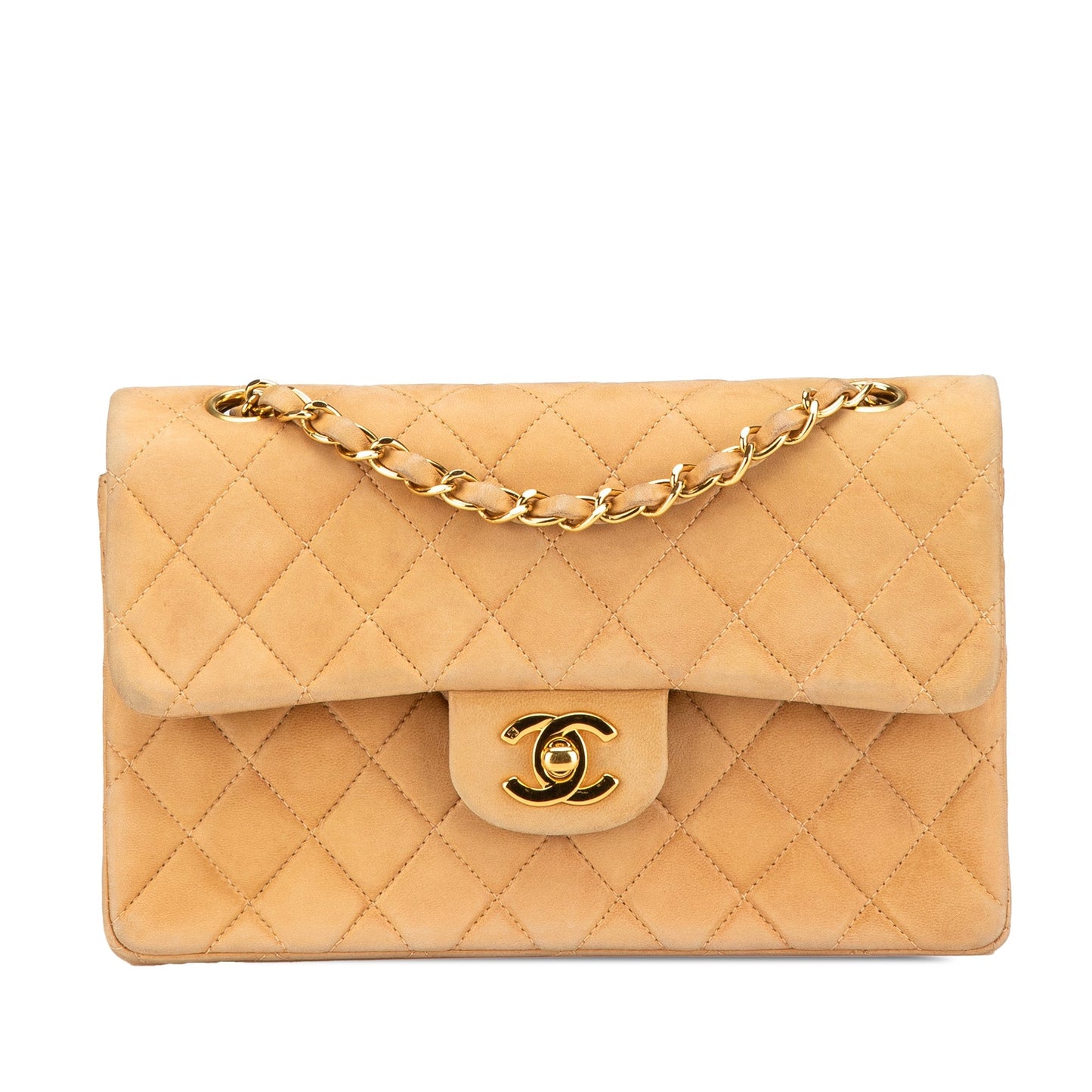 Brown Chanel Small Classic Lambskin Double Flap Shoulder Bag