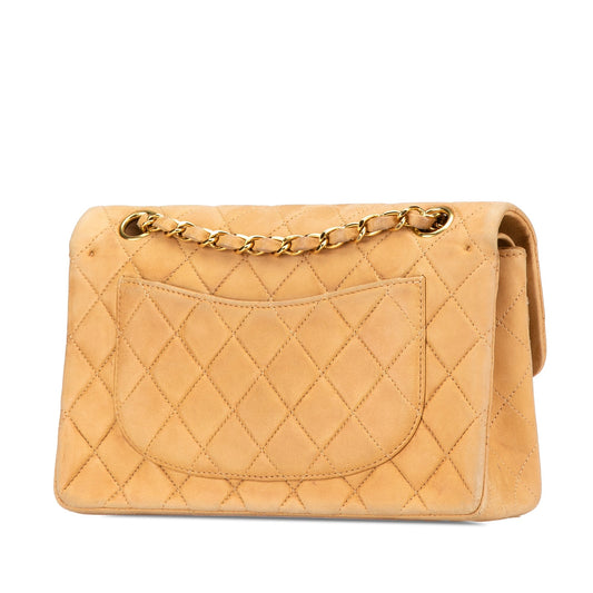 Brown Chanel Small Classic Lambskin Double Flap Shoulder Bag
