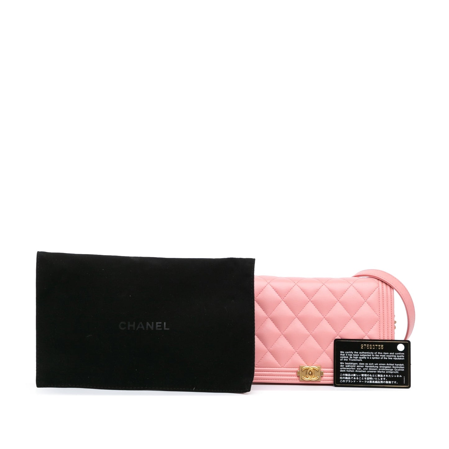 Pink Chanel Lambskin Boy Wallet On Chain Crossbody Bag
