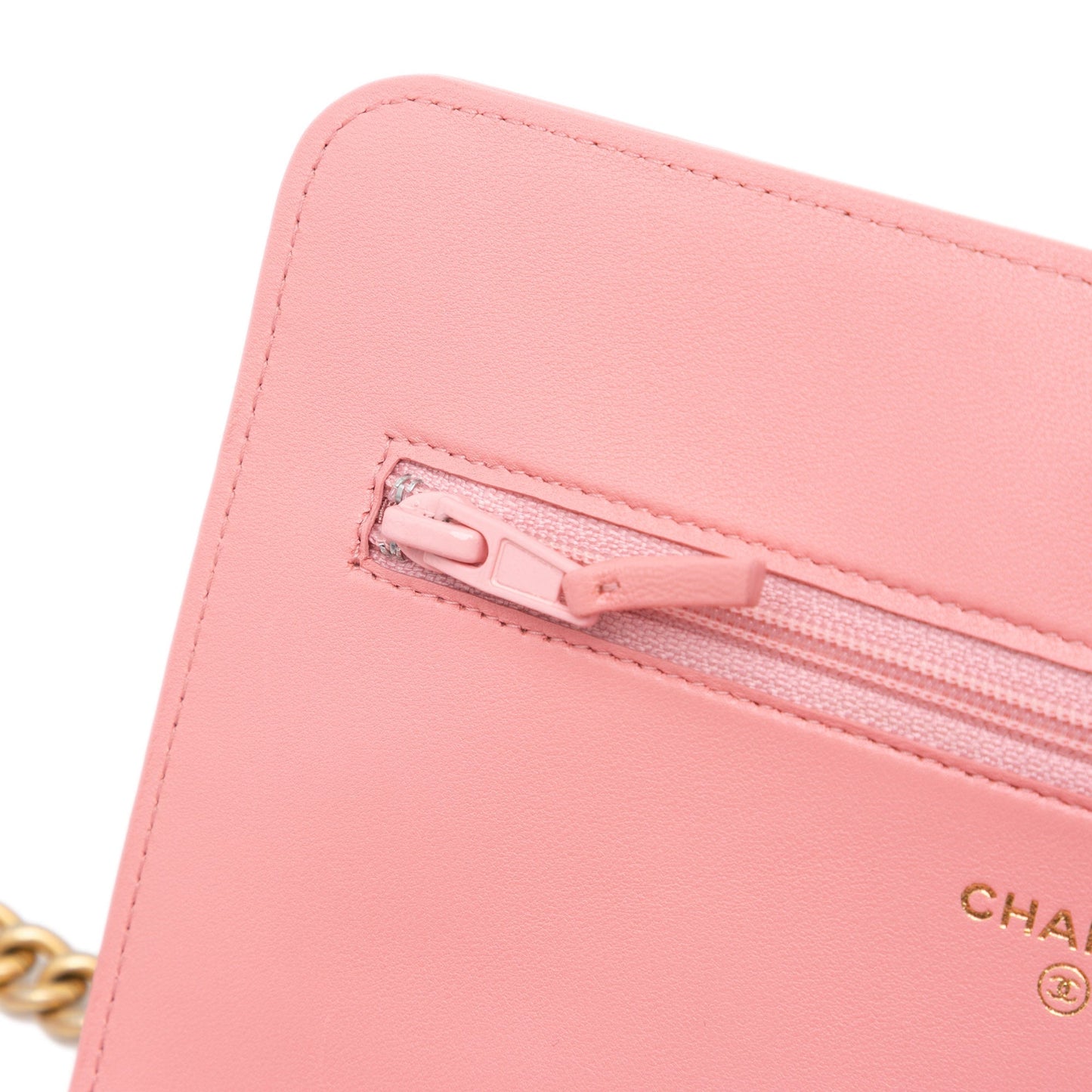 Pink Chanel Lambskin Boy Wallet On Chain Crossbody Bag