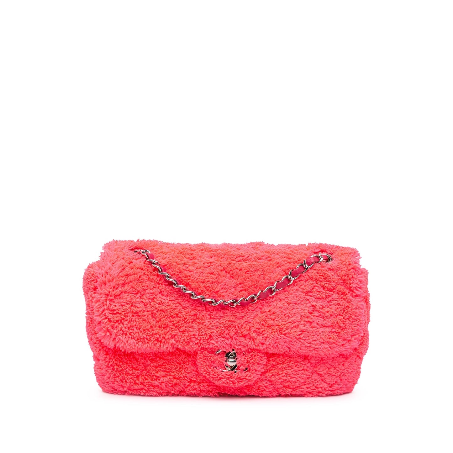 Pink Chanel Medium Quilted Terry Cloth Coco Beach Flap Shoulder Bag