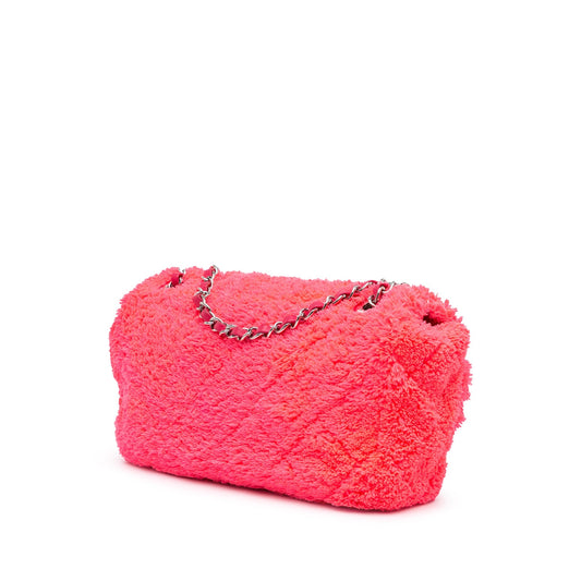 Pink Chanel Medium Quilted Terry Cloth Coco Beach Flap Shoulder Bag