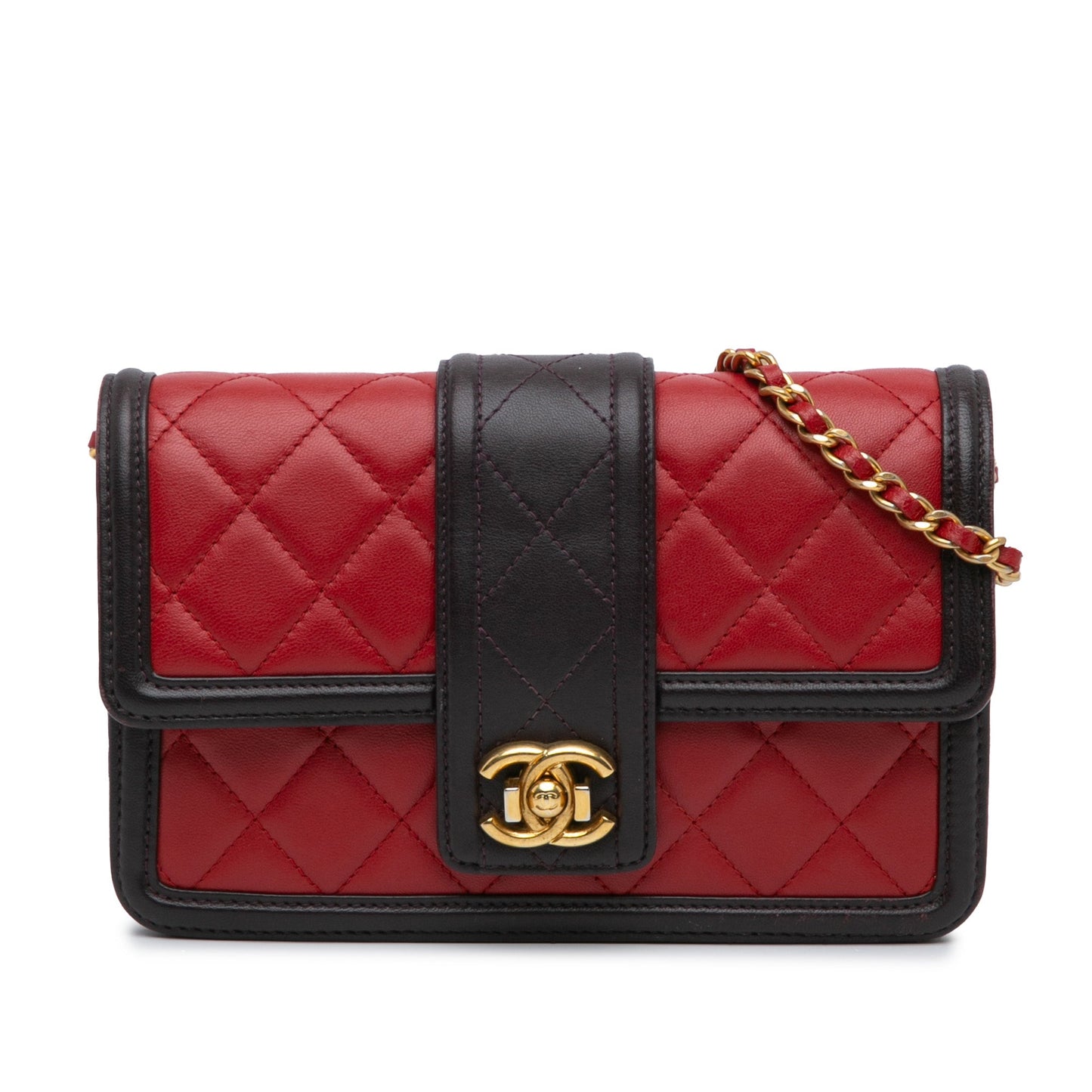 Red Chanel Lambskin Elegant CC Wallet On Chain Crossbody Bag