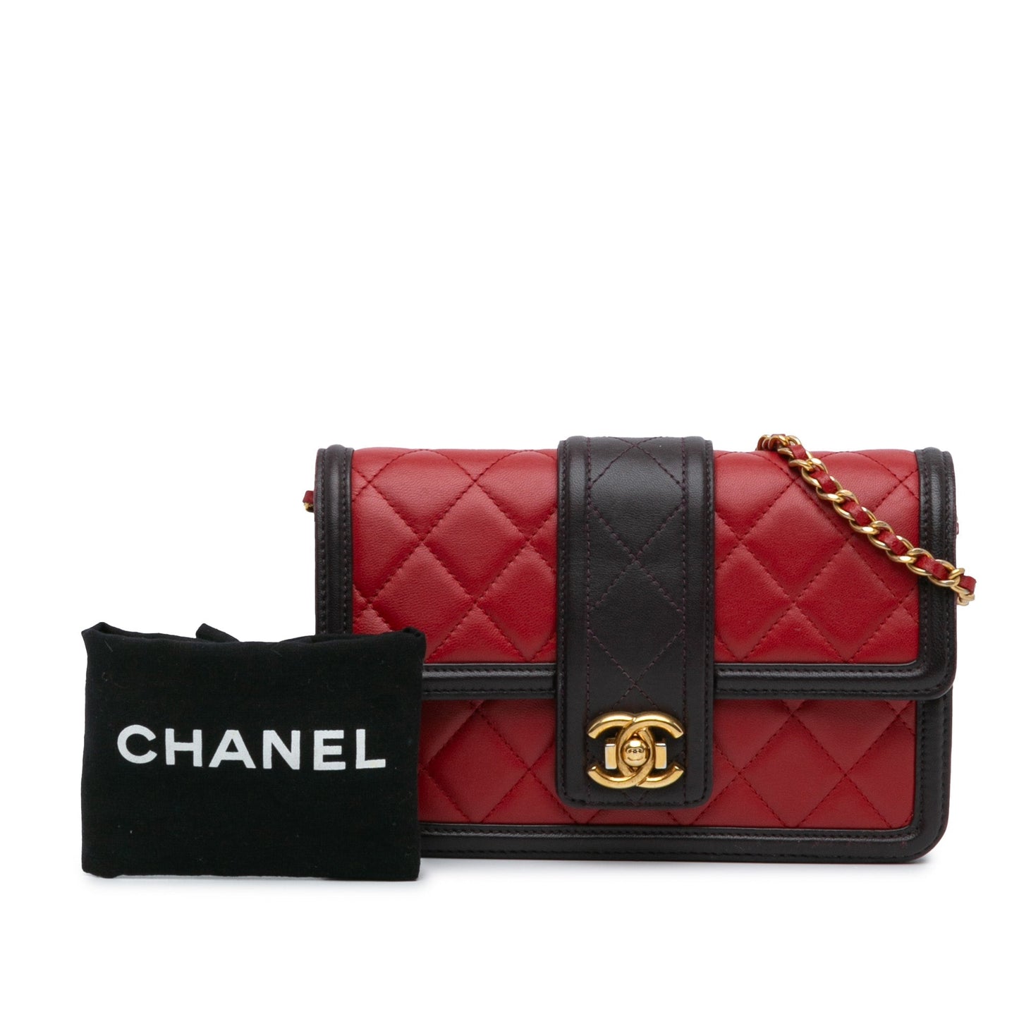 Red Chanel Lambskin Elegant CC Wallet On Chain Crossbody Bag