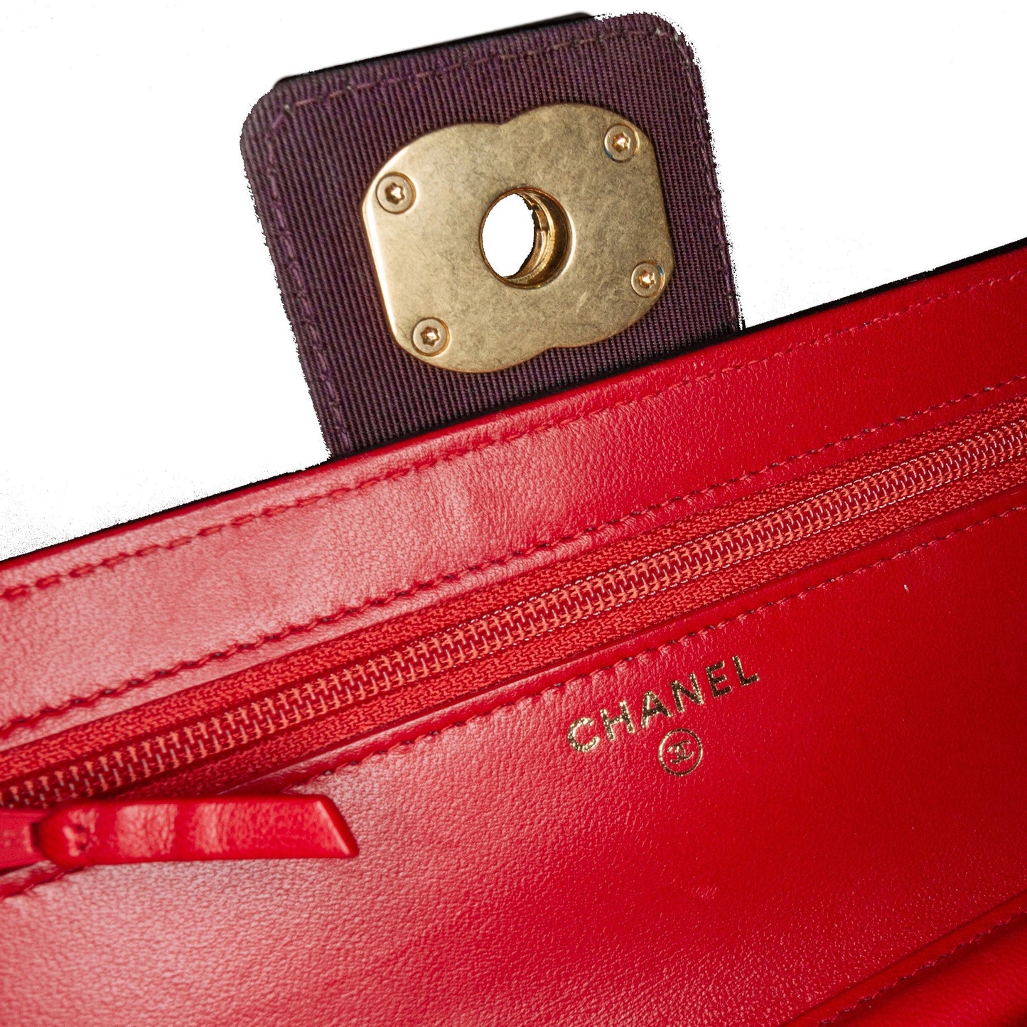 Red Chanel Lambskin Elegant CC Wallet On Chain Crossbody Bag