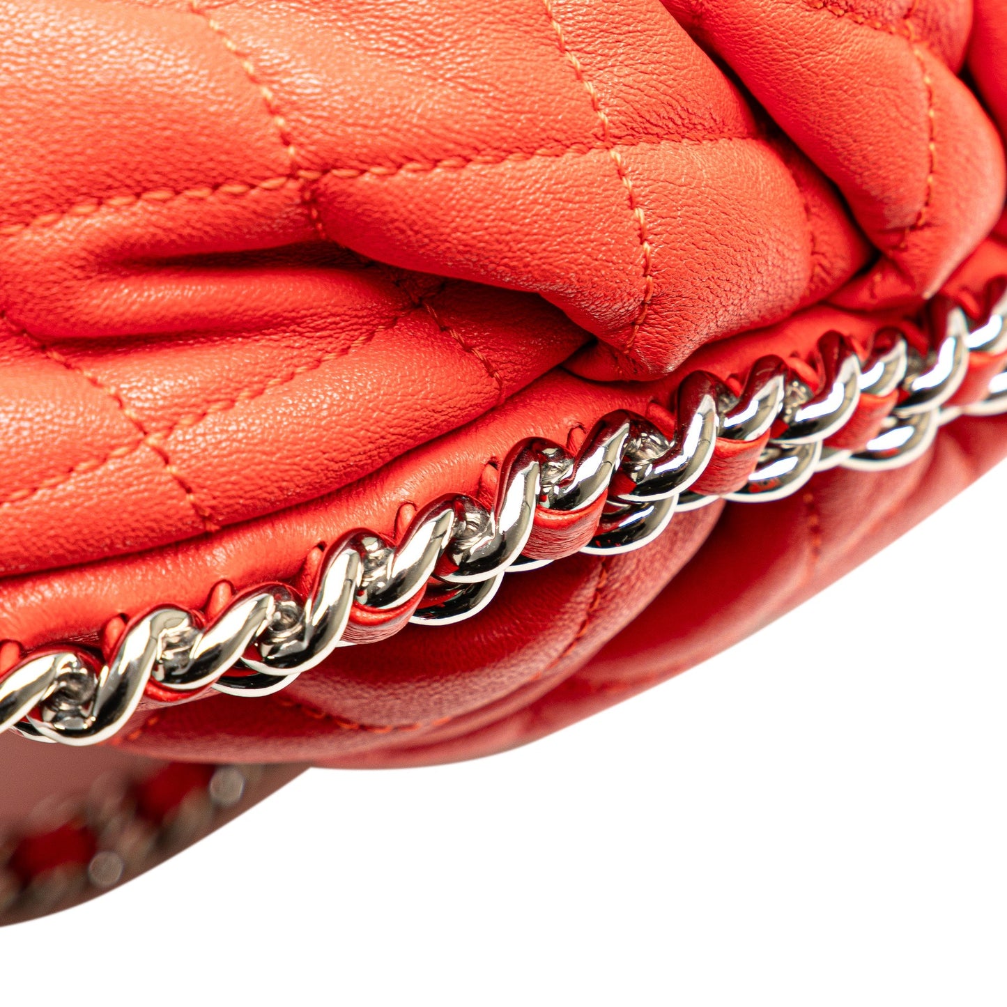 Red Chanel Large Quilted Lambskin Chain Around Flap Crossbody Bag