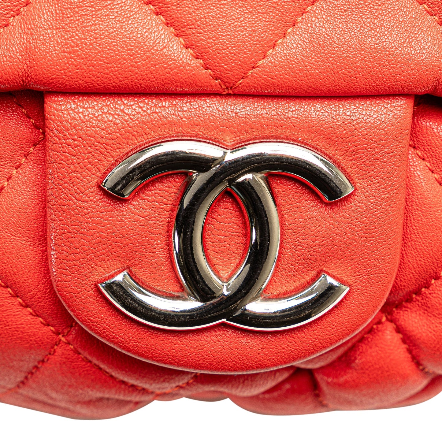 Red Chanel Large Quilted Lambskin Chain Around Flap Crossbody Bag