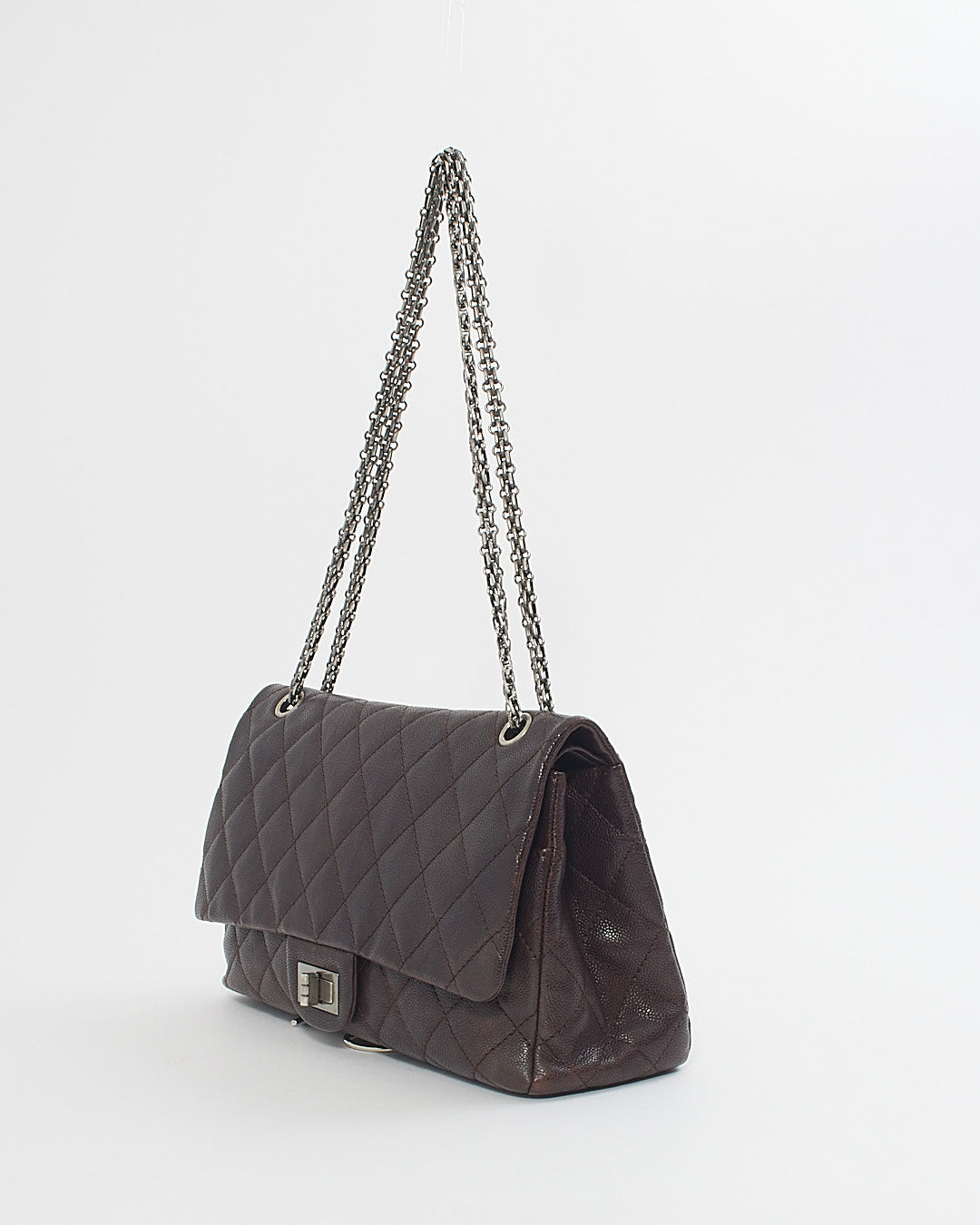 Chanel Plum Quilted Caviar Leather 2.55 Reissue 227 Double Flap Bag