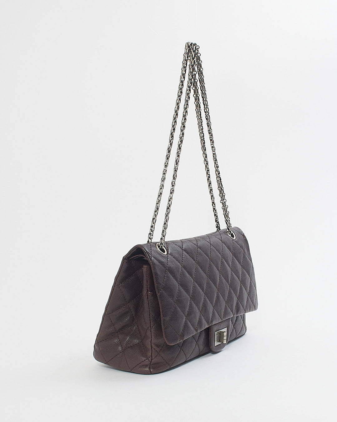 Chanel Plum Quilted Caviar Leather 2.55 Reissue 227 Double Flap Bag