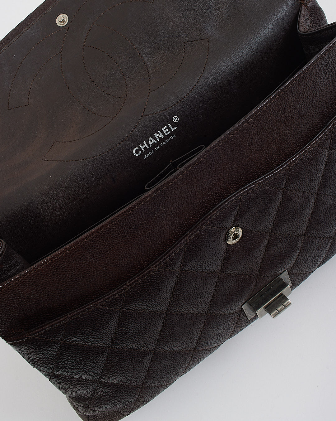 Chanel Plum Quilted Caviar Leather 2.55 Reissue 227 Double Flap Bag