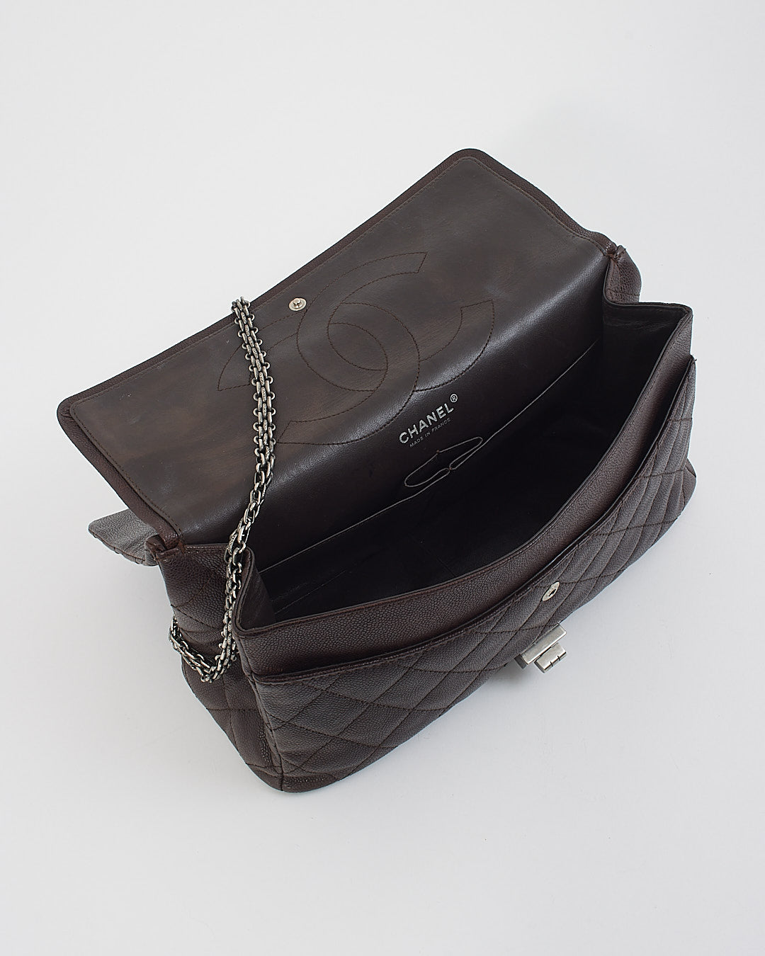 Chanel Plum Quilted Caviar Leather 2.55 Reissue 227 Double Flap Bag