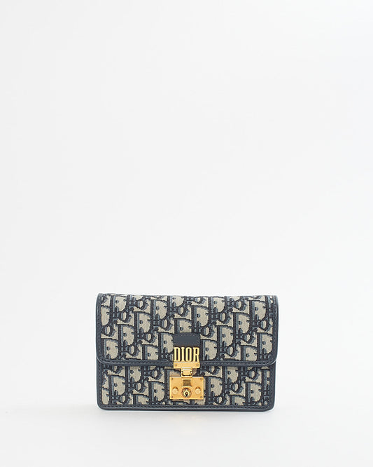 Dior Blue Oblique Canvas DiorAddict Wallet on Chain