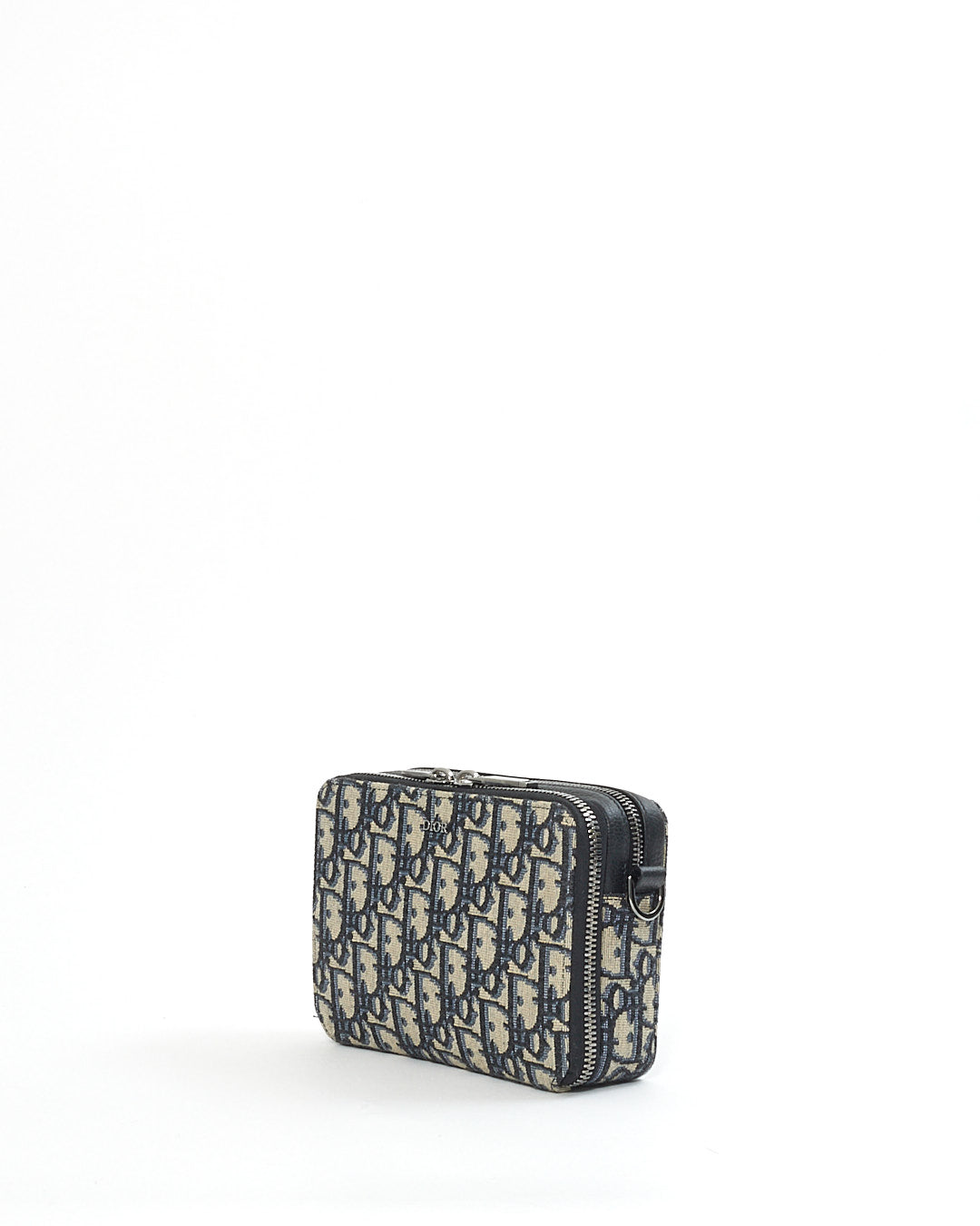 Dior Beige/Navy Oblique Pouch with Shoulder Strap Crossbody