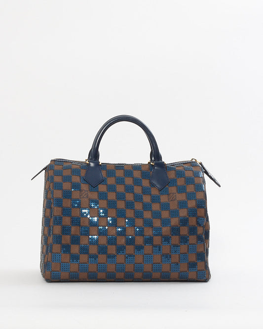 Louis Vuitton Brown Damier Navy Sequin Paillette Speedy 30