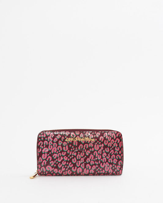Louis Vuitton Pink Monogram Vernis Leopard Long Zippy Wallet