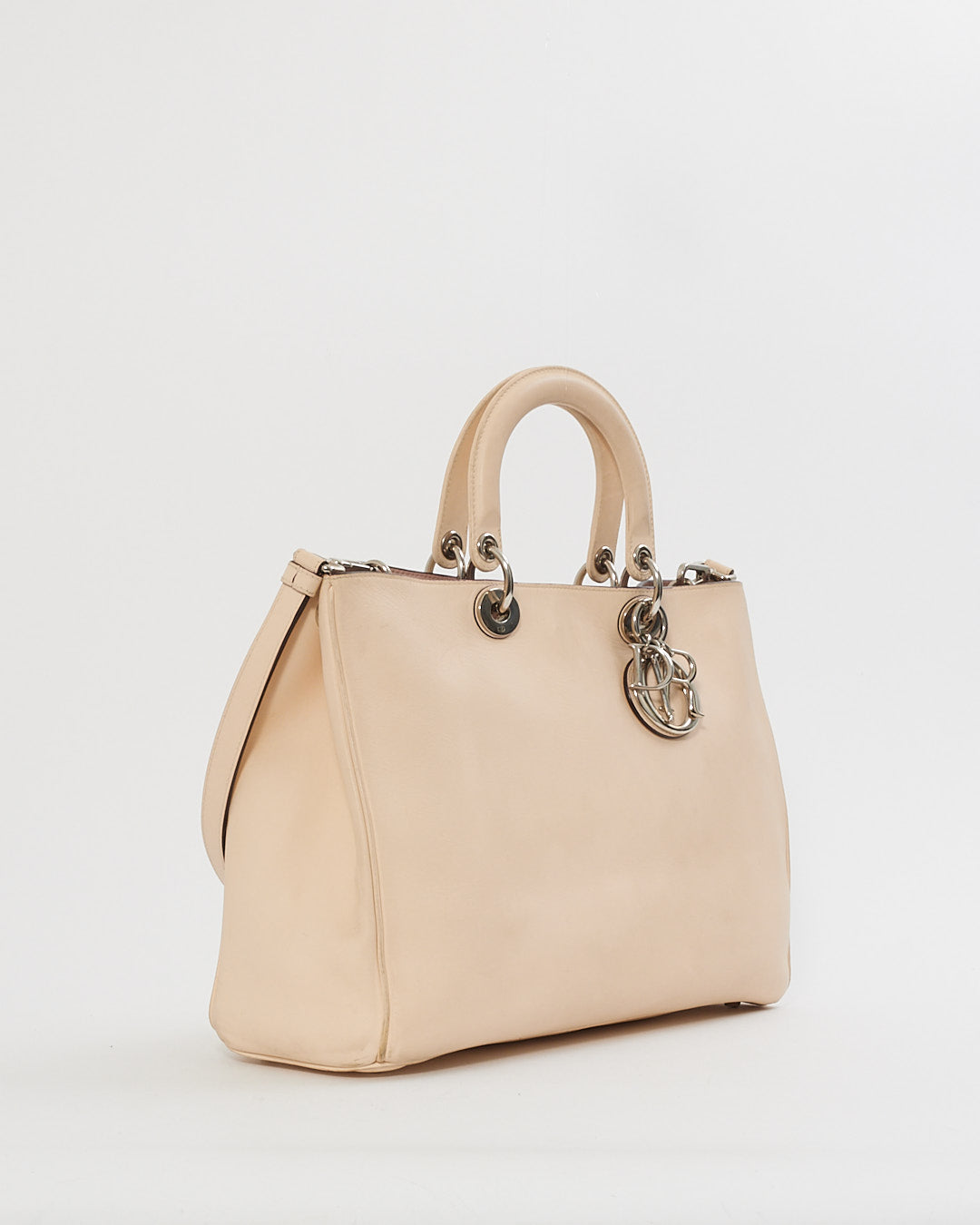 Dior White Leather Diorissimo Tote - with strap
