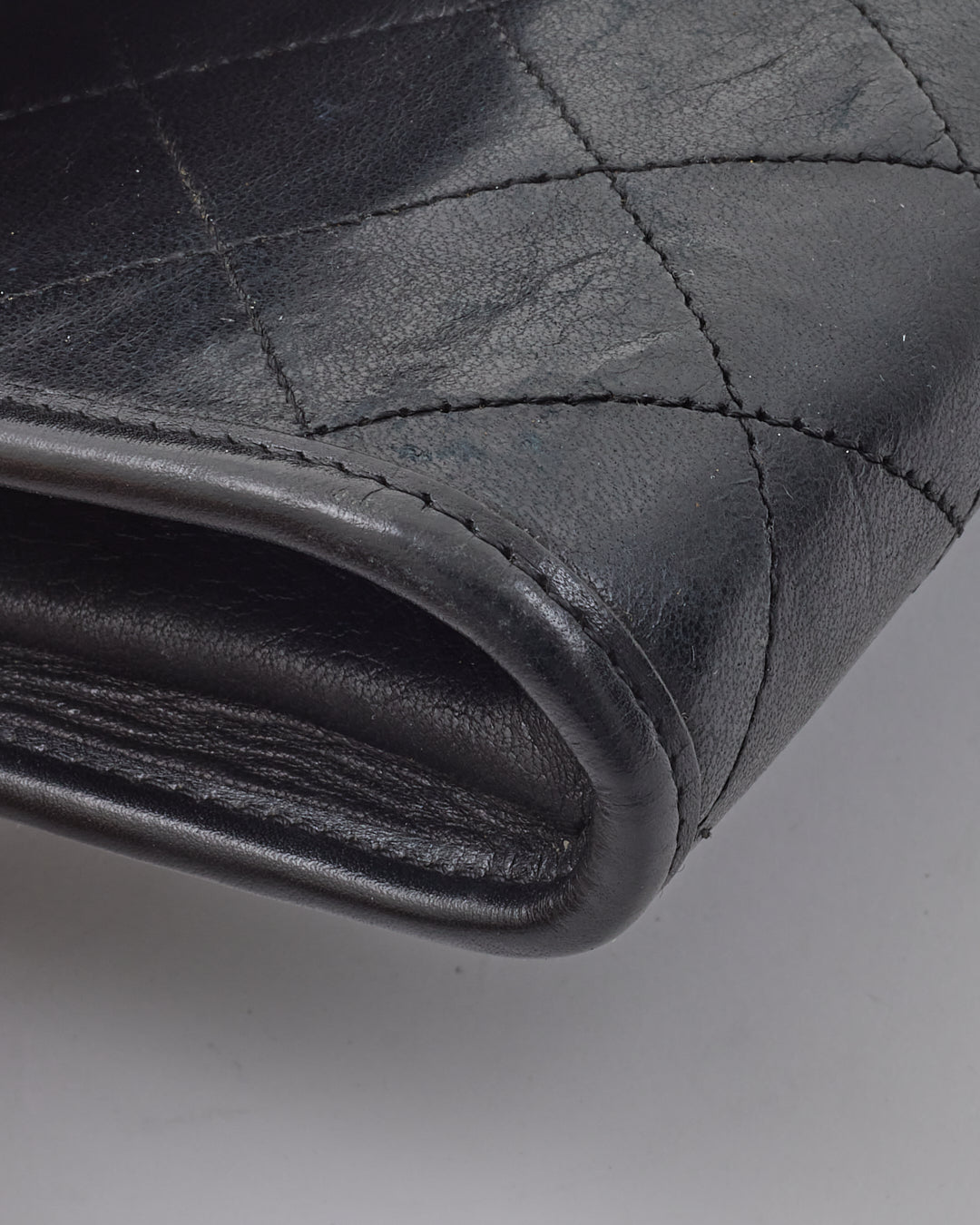 Chanel Vintage Black Lambskin Quilted Wallet on Chain
