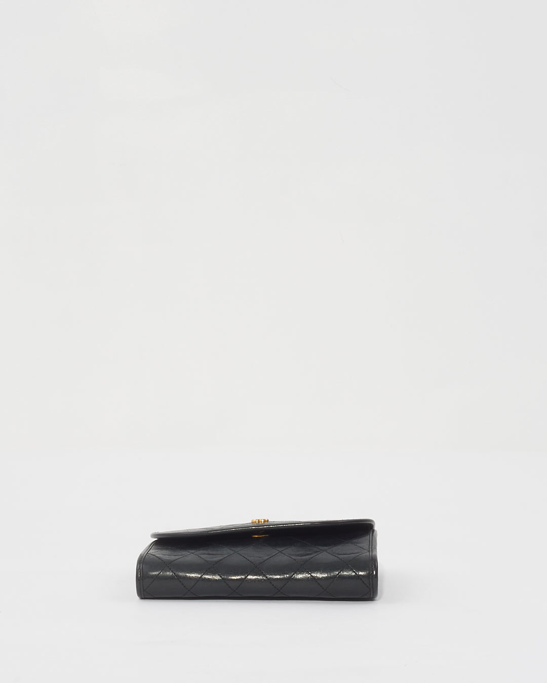 Chanel Vintage Black Lambskin Quilted Wallet on Chain