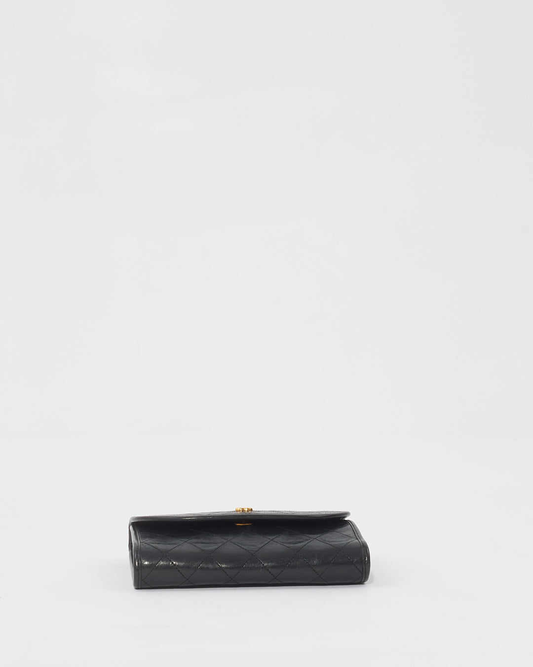 Chanel Vintage Black Lambskin Quilted Wallet on Chain