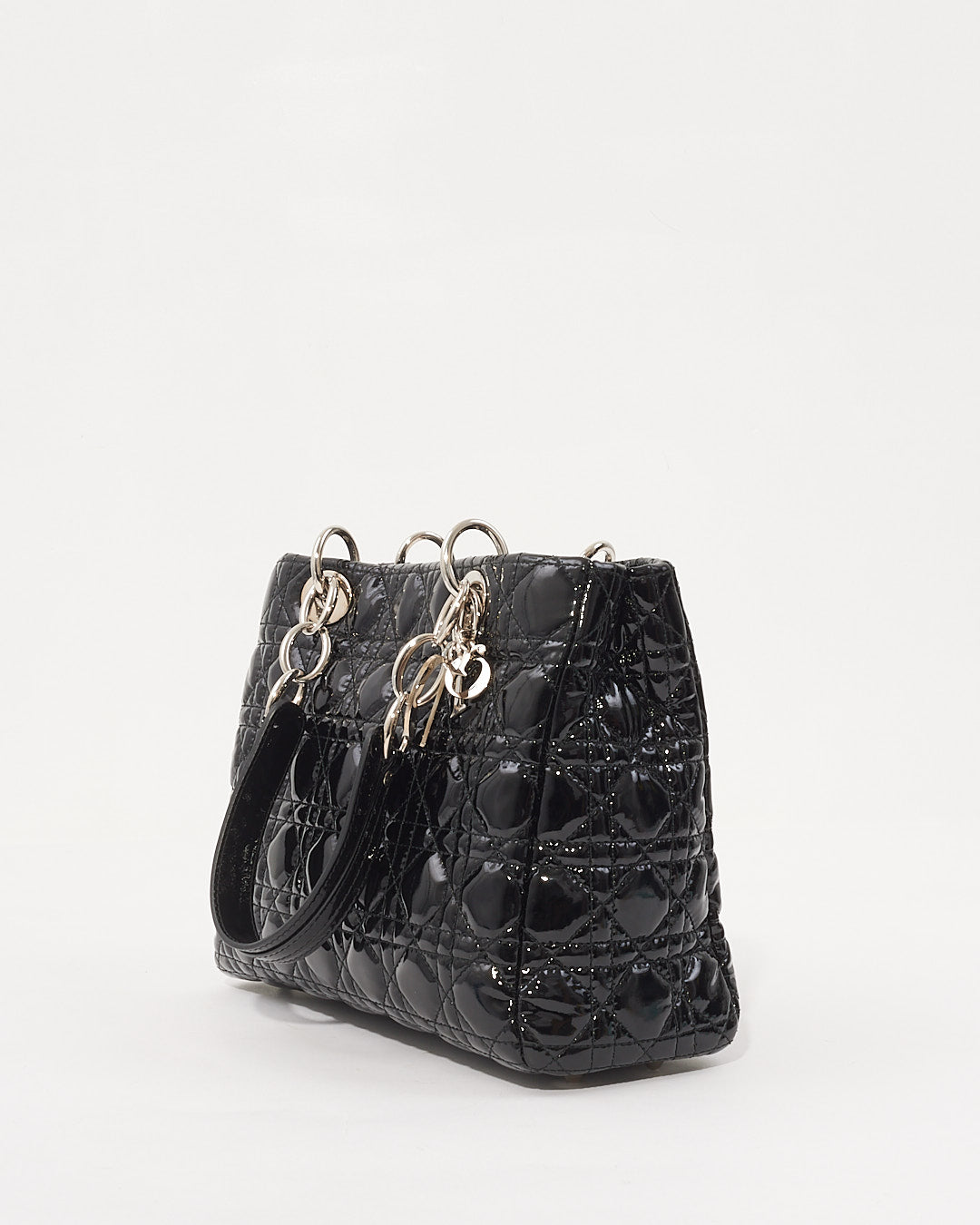 Dior Black Patent Leather Cannage Tote
