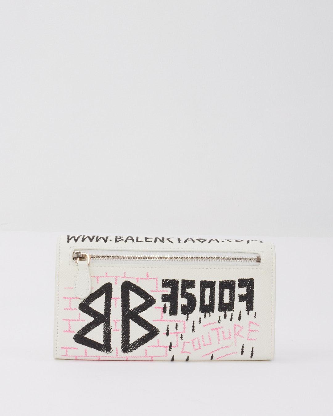 Balenciaga White/ Pink Graffit Wallet on Chain