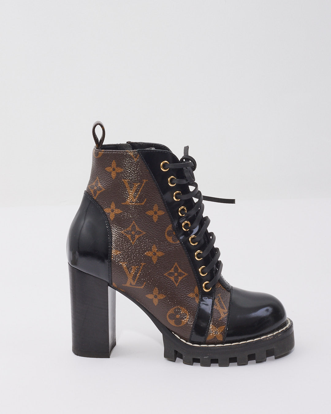 Louis Vuitton Monogram Lace Up Combat Boots - 36