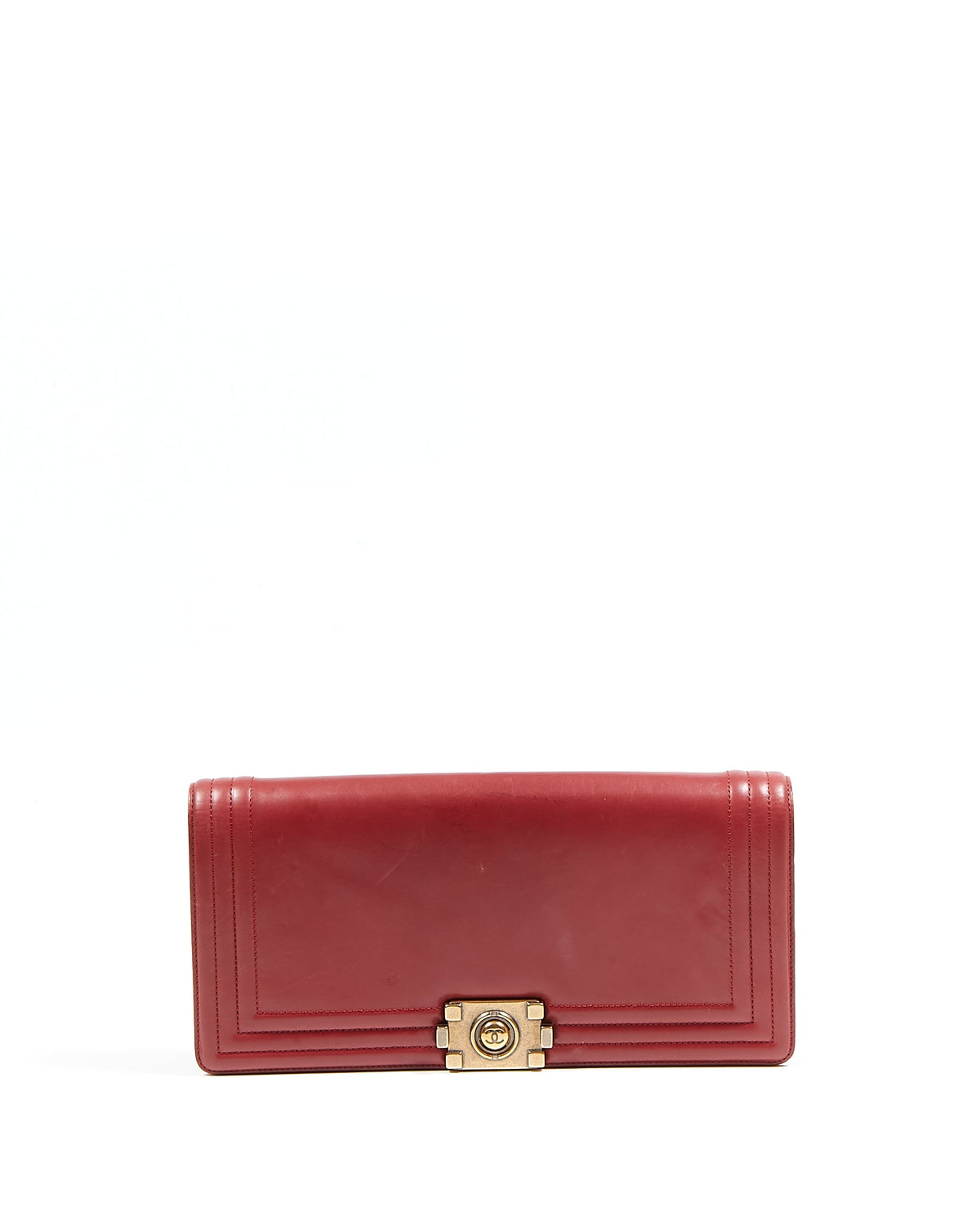 Chanel Wine Red Lambskin Boy Clutch