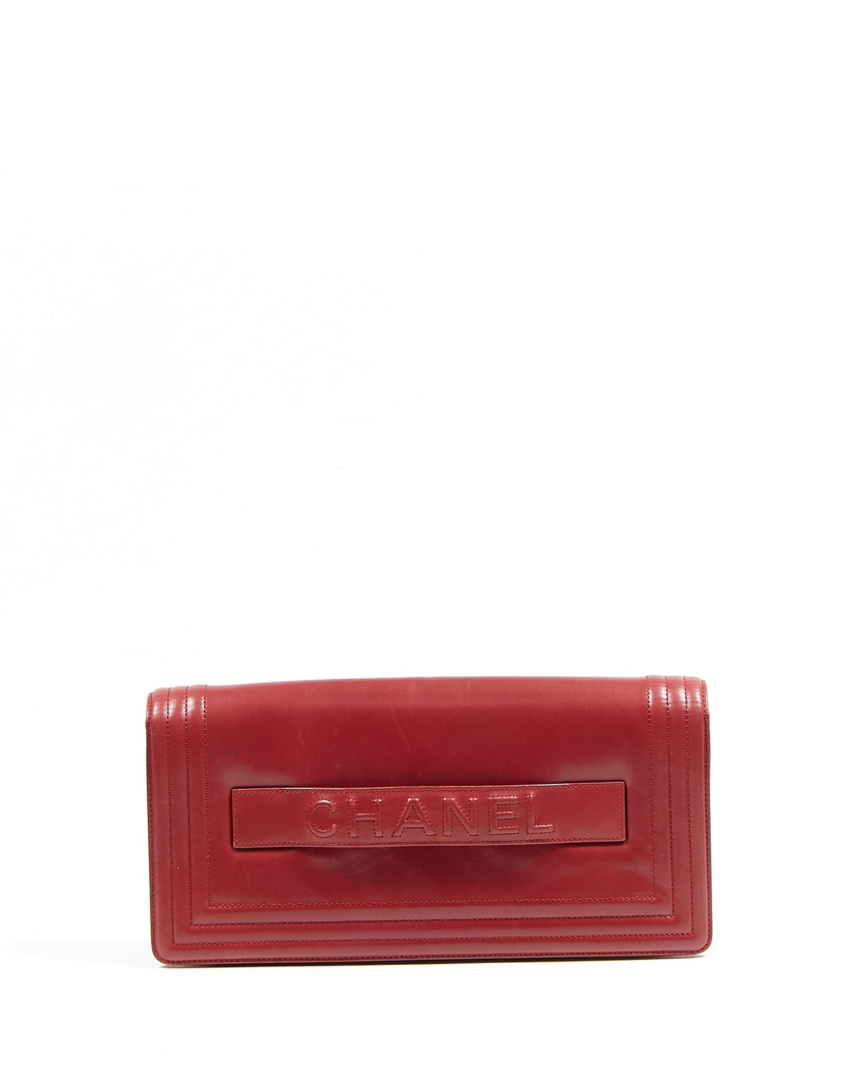 Chanel Wine Red Lambskin Boy Clutch